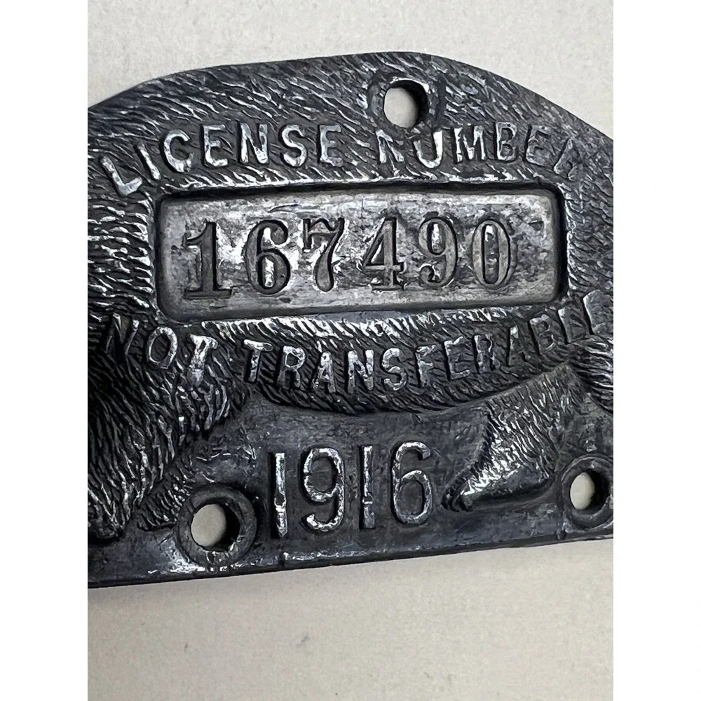 1916  CALIFORNIA LICENSE PLATE OWNERS BEAR TAG / TAB